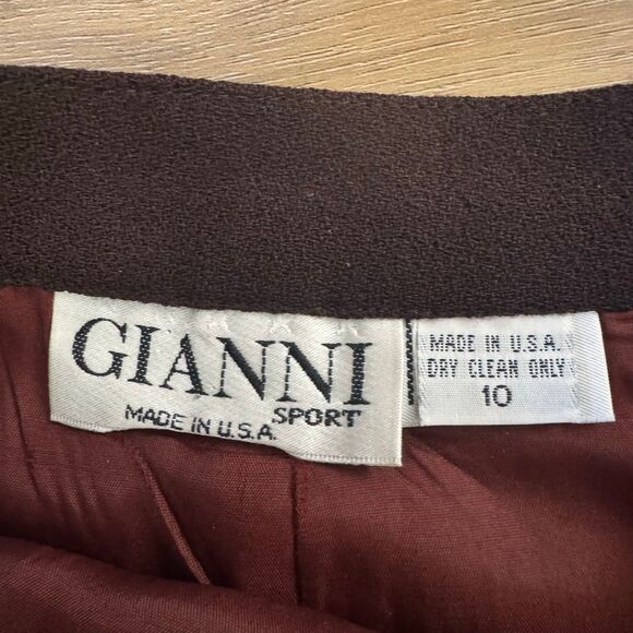Vintage Gianni Sport Size 10 Wool Pencil Skirt Solid Brown Academia Old Money - Picture 2 of 6